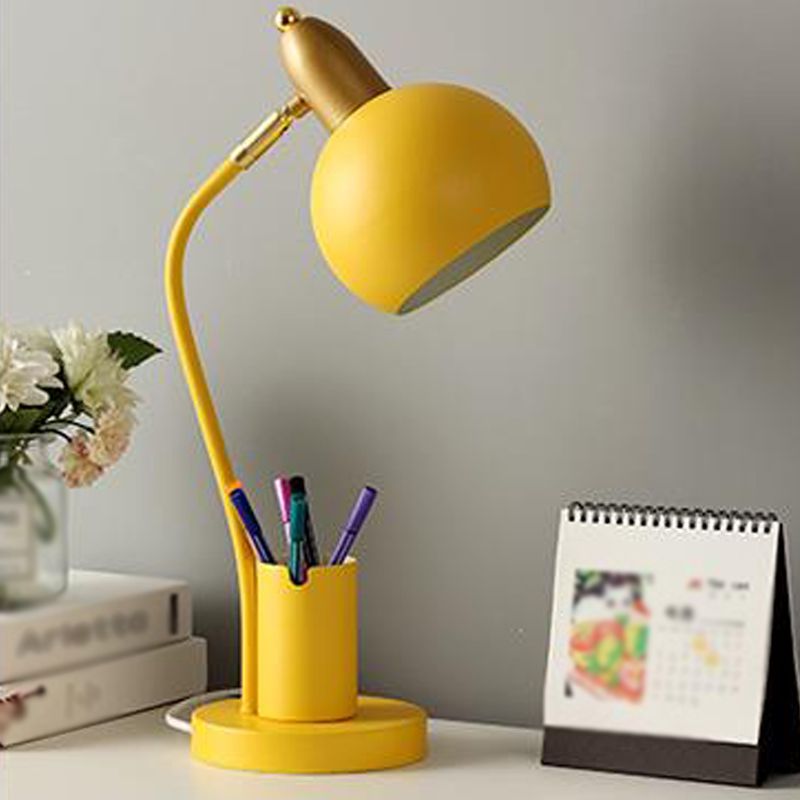 Macaroon Metal Table Light Bell 1-Light Bedroom Nightstand Lamp with Pen Container