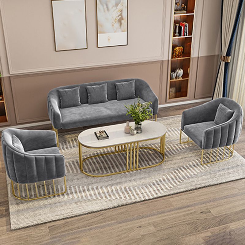 25.59" W x 29.52" H Velvet Tuxedo Arm Sofa Contemporary Standard Sofa with Tight Back