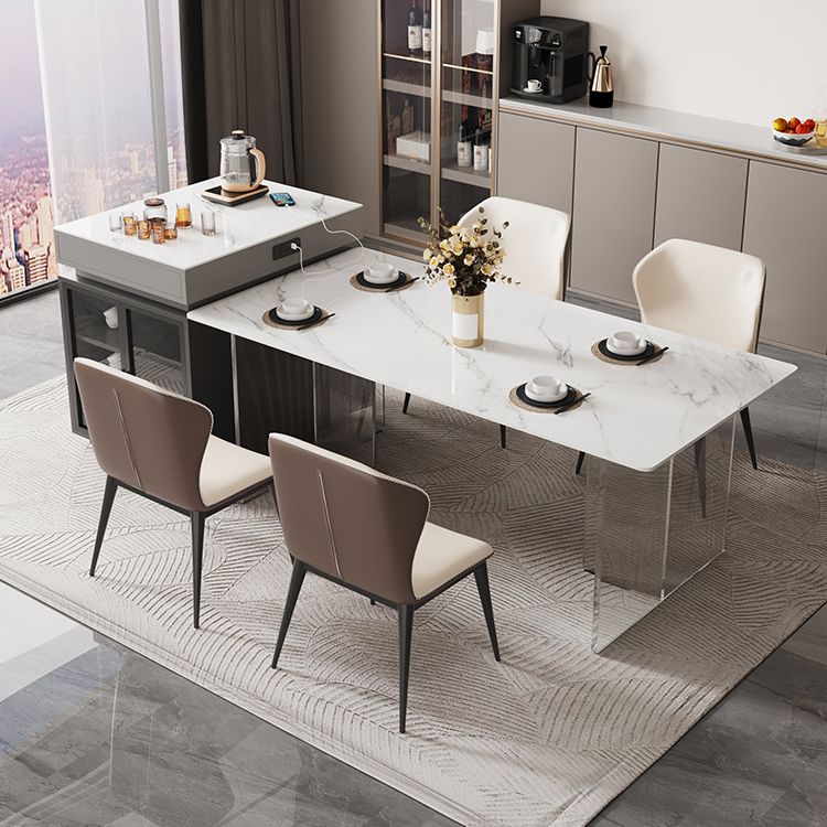 Sintered Stone Dining Table Double Pedestal Table for Kitchen Dining Room
