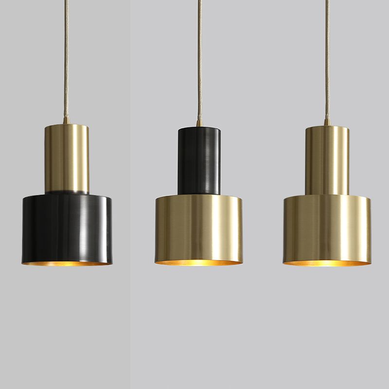 Minimalist Pendant Lighting Fixture Cylinder Hanging Ceiling Light with Metal Shade