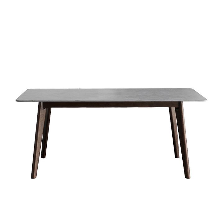 Stone Top Dining Table Mid-Century Modern Dining Table with 4 Oak Wood Legs
