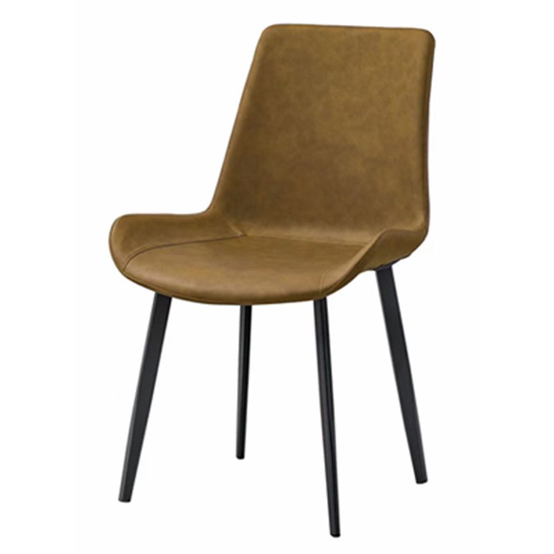 Silla sin brazos de comedor de metal moderno, silla lateral de comedor de cuero PU para uso en restaurantes