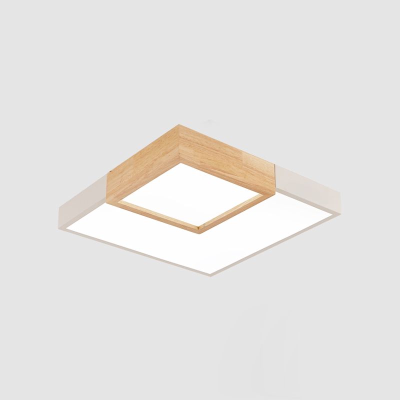2 Lights Wooden Ceiling Mounted Light Contemporary Ceiling Light with Acrylic Shade