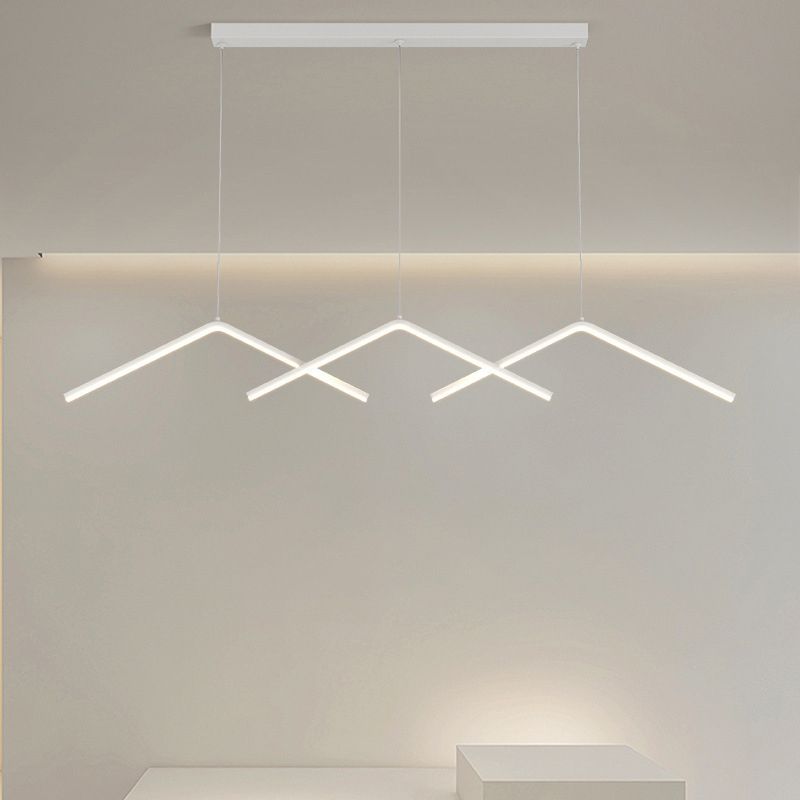 Zeitgenössischer Stil linearer Form Island Leuchten Metall 3 Licht hängende Anhängerleuchten