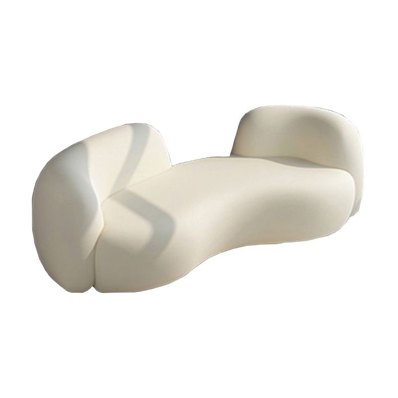 Recessed Arm Curved Sofa for Apartment Beige Contemporary Sofa