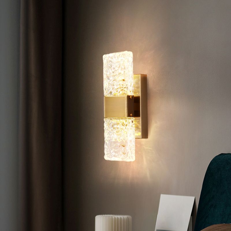 Crystal Shade Wall Light Sconce Modern Rectangle Shade Wall Lighting for Bedroom