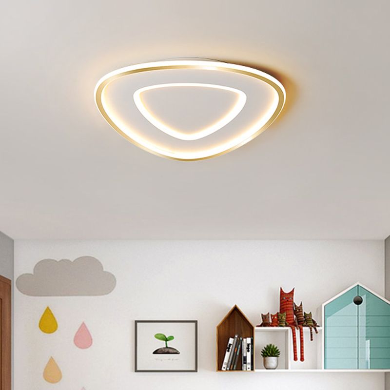 Extra Thin Star/Square/Triangle Flush Light Contemporary Metal Polished Gold LED Ceiling Mount Lamp for Baby Room