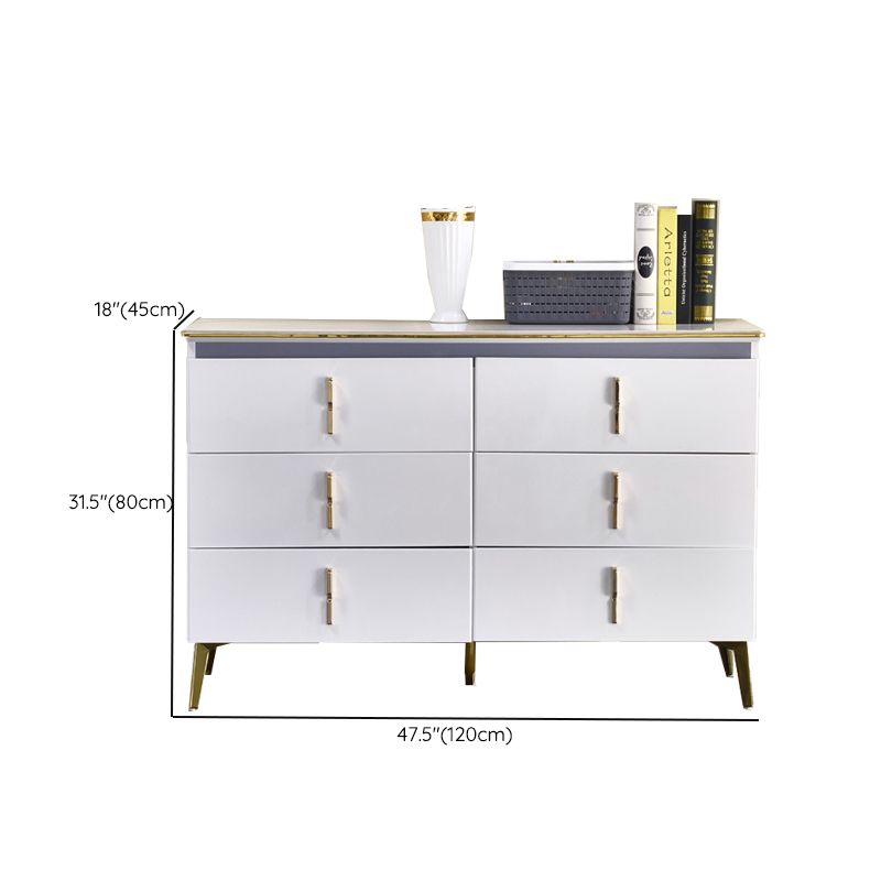 Glam Stone Chest 17.7" Wide Bedroom Chest in White with Drawers