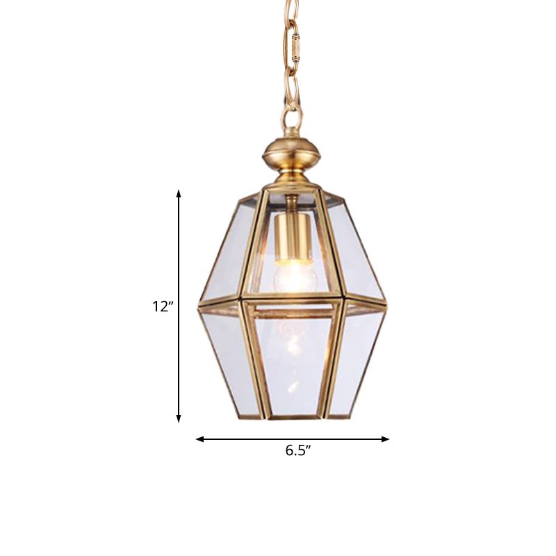 1 lampadina a sospensione a sospensione Colonialismo Light Lampada sospesa con tonalità di vetro trasparente/giallo geometrica