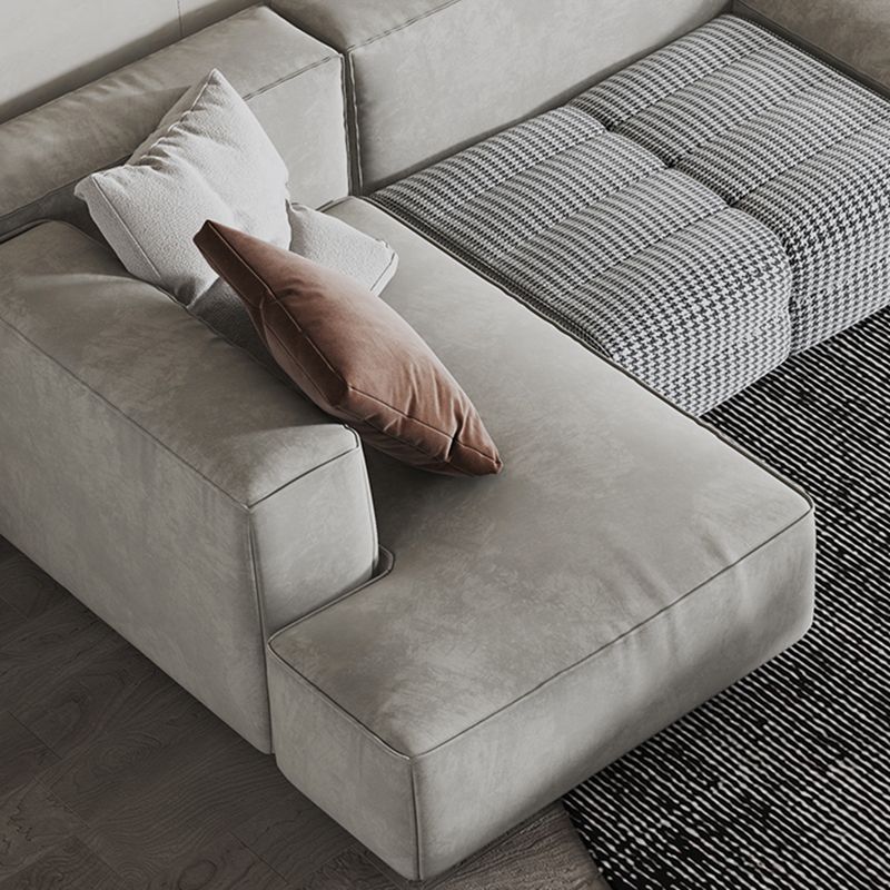 Square Arm Modern Cushion Back Velvet Living Room Sofa & Chaise