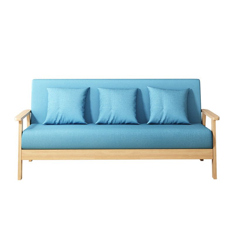 Fabric Square Arm Slipcovered 2/3 Seat Sofa Solid Color Sofa for Apartment