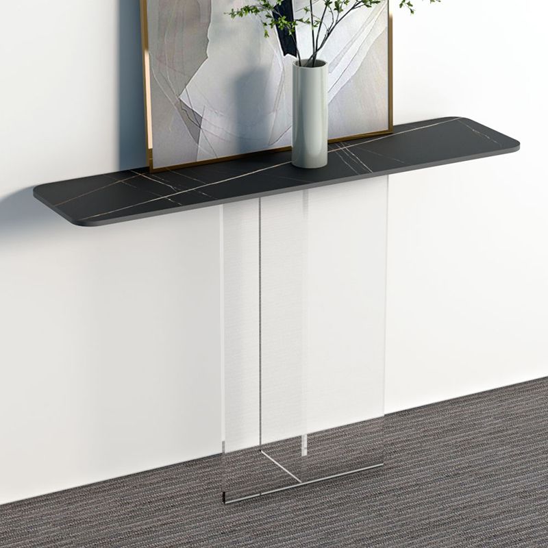 Rectangle Shape Contemporary Console Table Gold/Black Stone Console Sofa Table