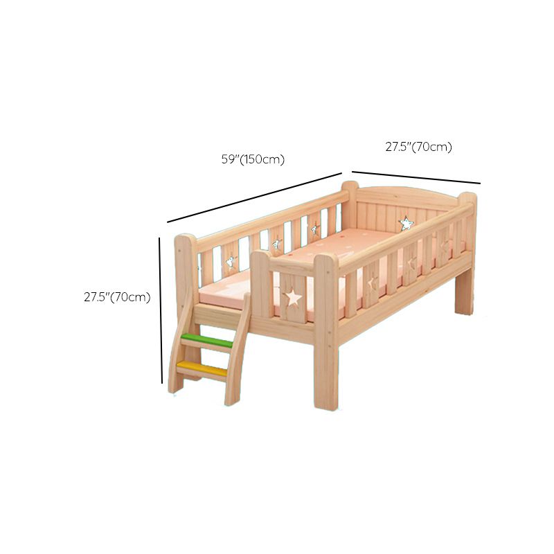 Washed Natural Solid Wood Nursery Bed Contemporary with Guardrail