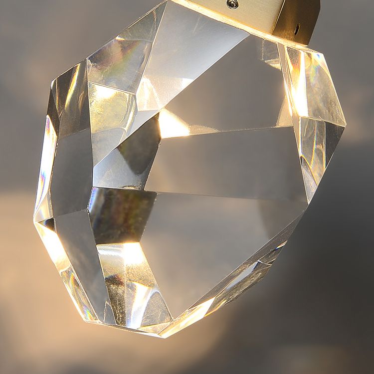 Lampe à suspension géométrique en cuivre LED moderne LED avec nuance de cristal