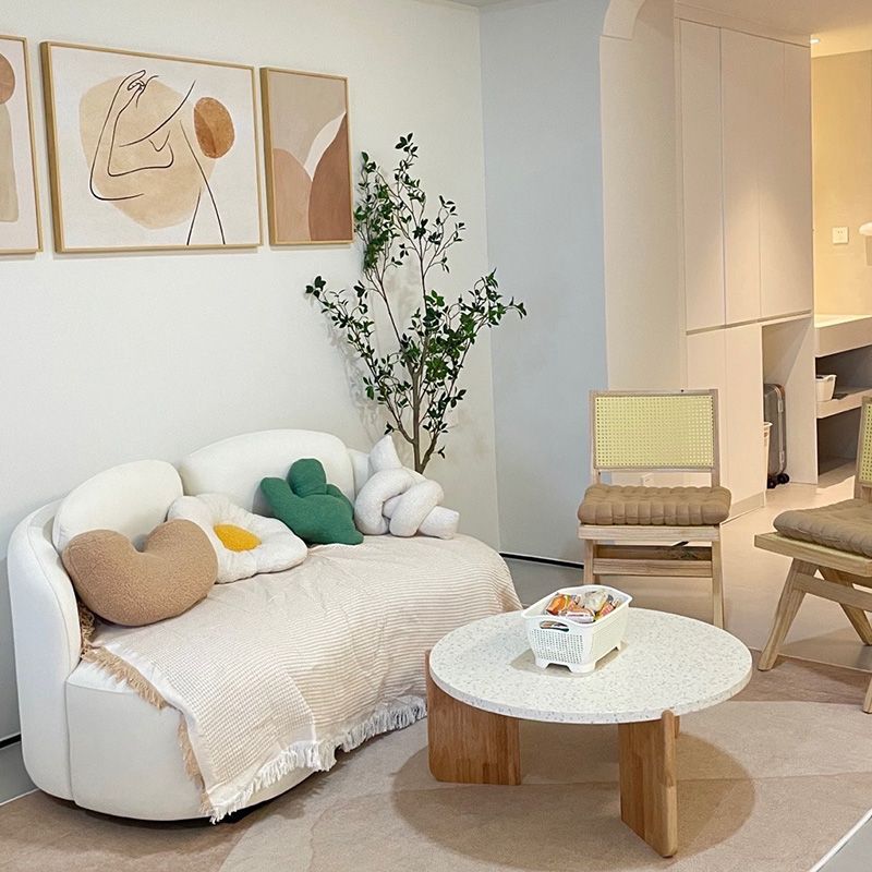 3 Legs Coffee Table Contemporary Round Stone Coffee or End Table