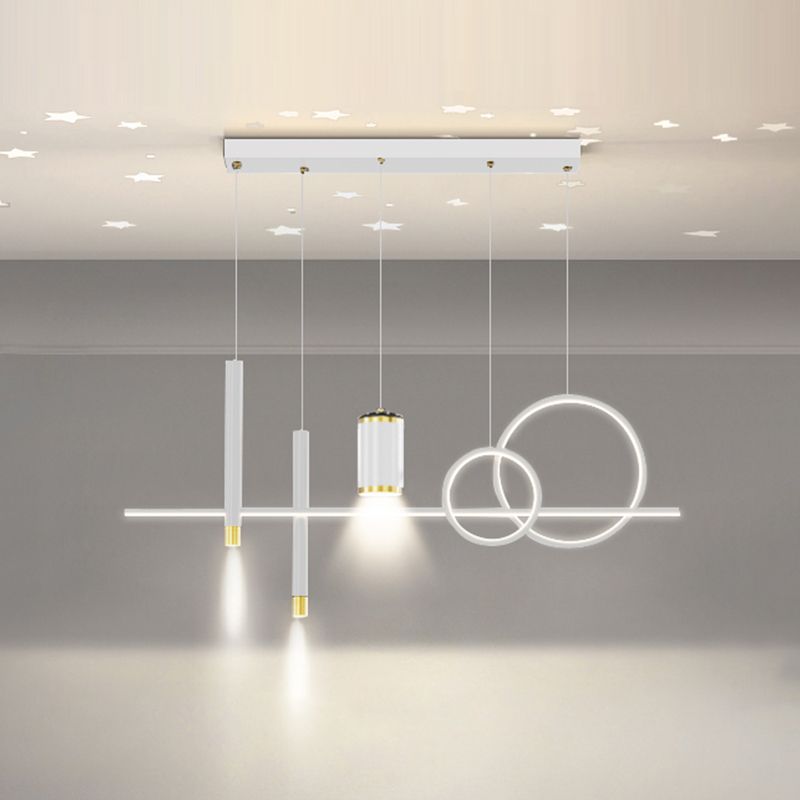 Modern Metal Ceiling Light Circle Shape Island Light with Acrylic Shade for Living Room