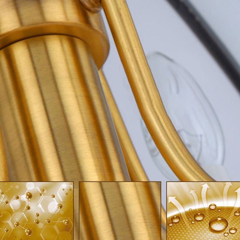 Fabric Empire Shade Suspension Lighting Modern 3 Bulbs Gold Island Chandelier Light