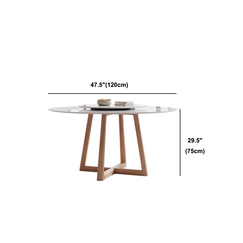 Round Dining Table Modern Stone Top Dining Table with Wood Base