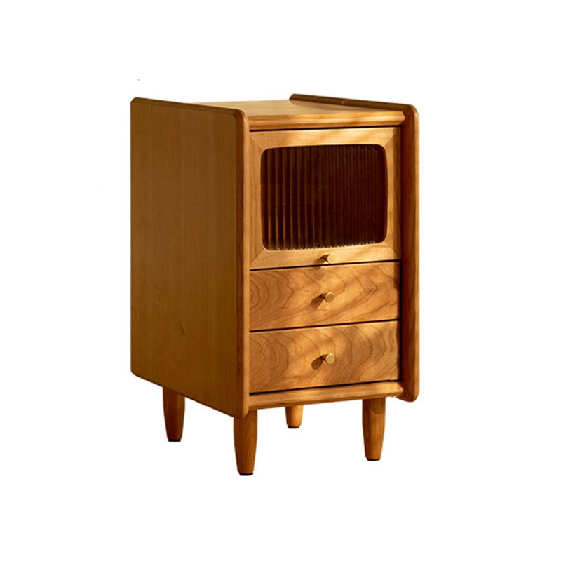 Modern Solid Wood Night Table 21" H Drawer Storage Bed Nightstand with Legs