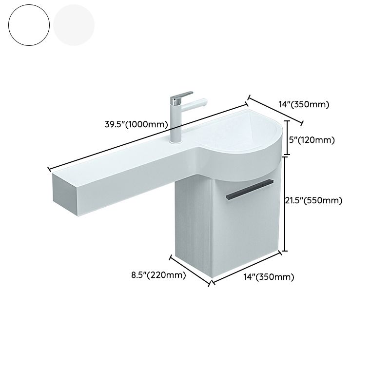 Contemporary Bathroom Sink with Pop-Up Drain Porcelain Wall Mount Bathroom Sink Only
