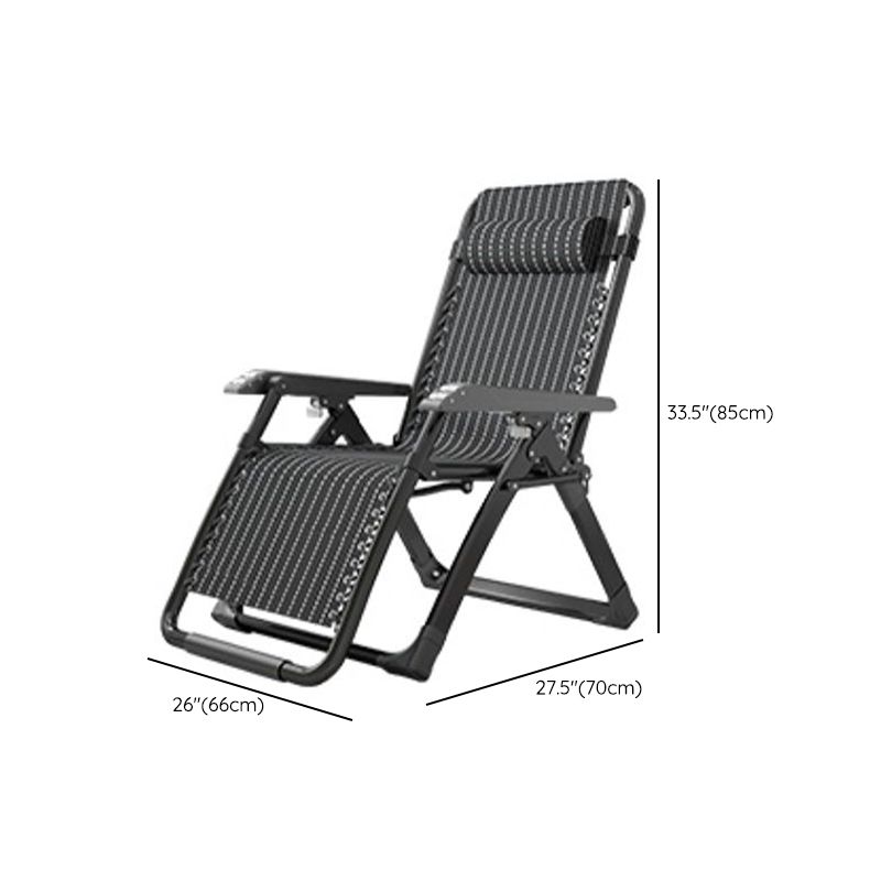 Contemporary Style Standard Recliner Metal Plaid Foldable Chair