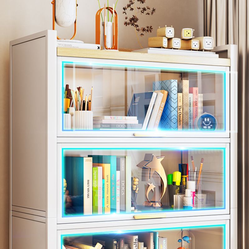 Standard Metal Bookshelf Glam Closed Back Bookcase with Cabinets