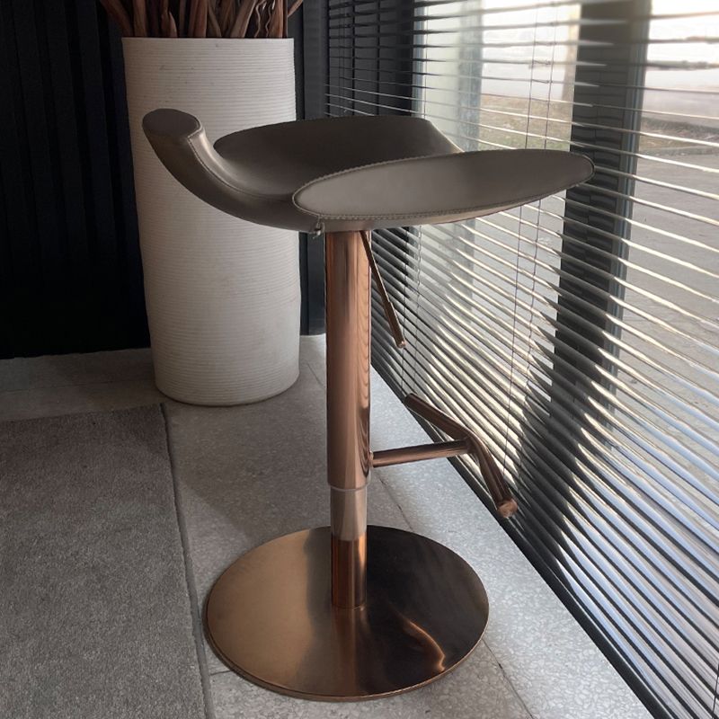 Contemporary Adjustable Backless Counter High Stool with Leather Cushion