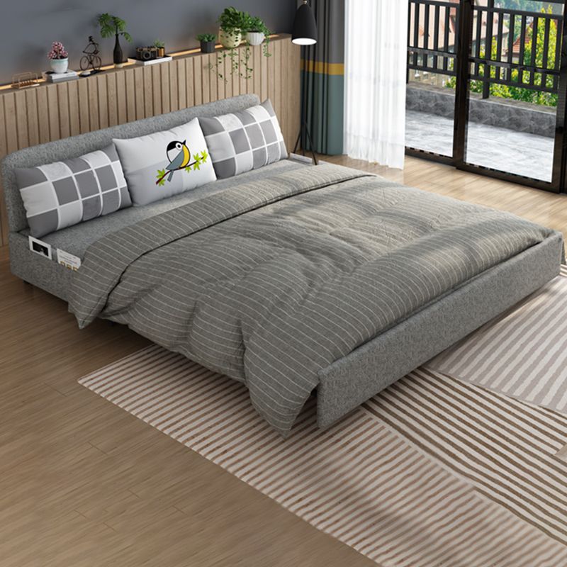 Contemporary Armless Cotton Blend Sofa Bed in Grey with Storage