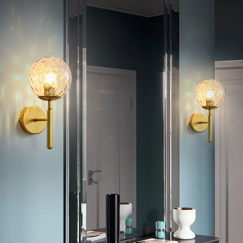 Glass Ball Mini Wall Light Kit Postmodern Single-Bulb Sconce Lighting Fixture for Bedroom