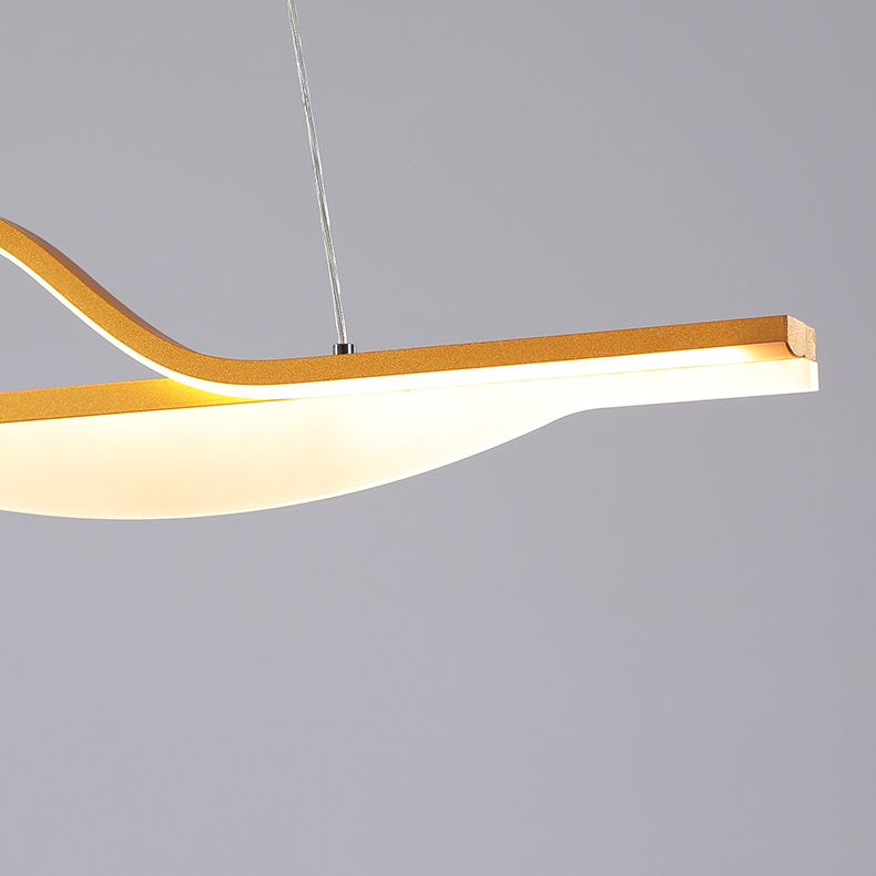 Modern Creative LED Pendant Light Metal Linear Island Light with Acrylic Shade