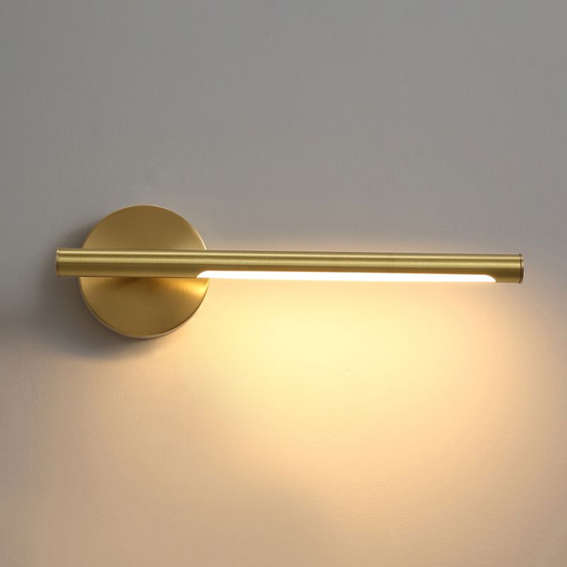 Gold Rod Wall Lamp Minimalist Metal 16"/25" Long LED Vanity Sconce Light with Acrylic Diffuser