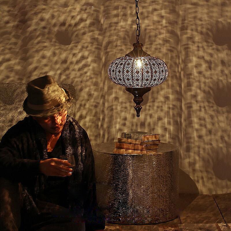 Luce a sospensione per lanterna antica 1 lampadina lampada sospesa metallica in bronzo per il ristorante
