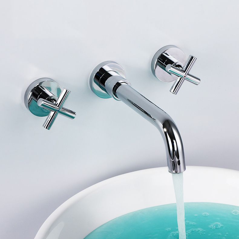 Modern Wall Mounted Sink Faucet Cross Handles Wall Mounted Faucets