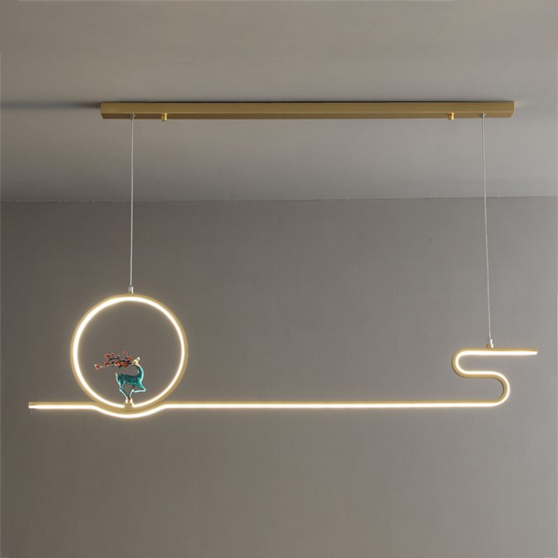 Contemporary Style Linear Shape Pendant Lights Metal 2-Light Pendant Lighting