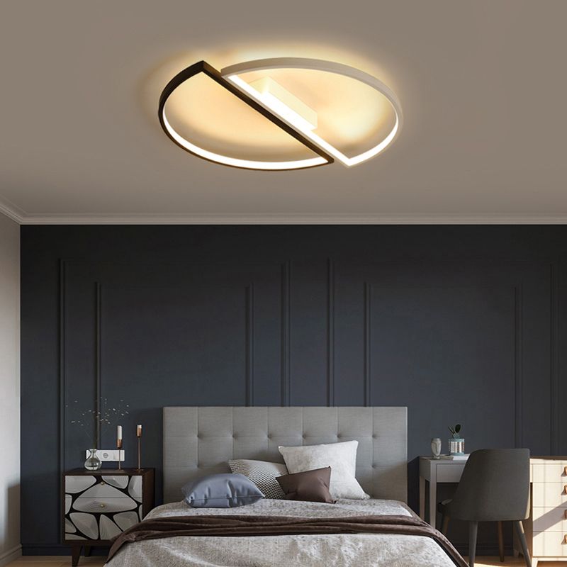 Acrylic Splicing Round LED Flush Mount Light Simplicity Flush Mount Ceiling Light in Black and White