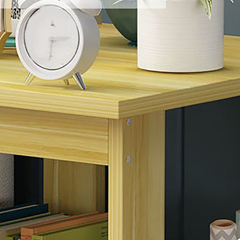 Farmhouse Licing Room Wood Side Table Four-Leg Side Table with One Shelf