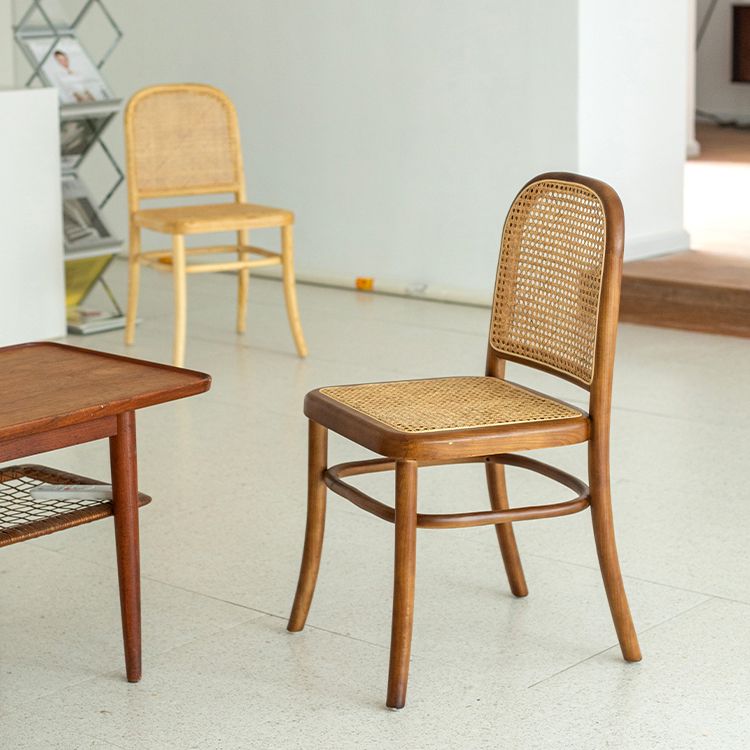 Silla de comedor tradicional sin brazos, sillas laterales con respaldo abierto y patas de madera