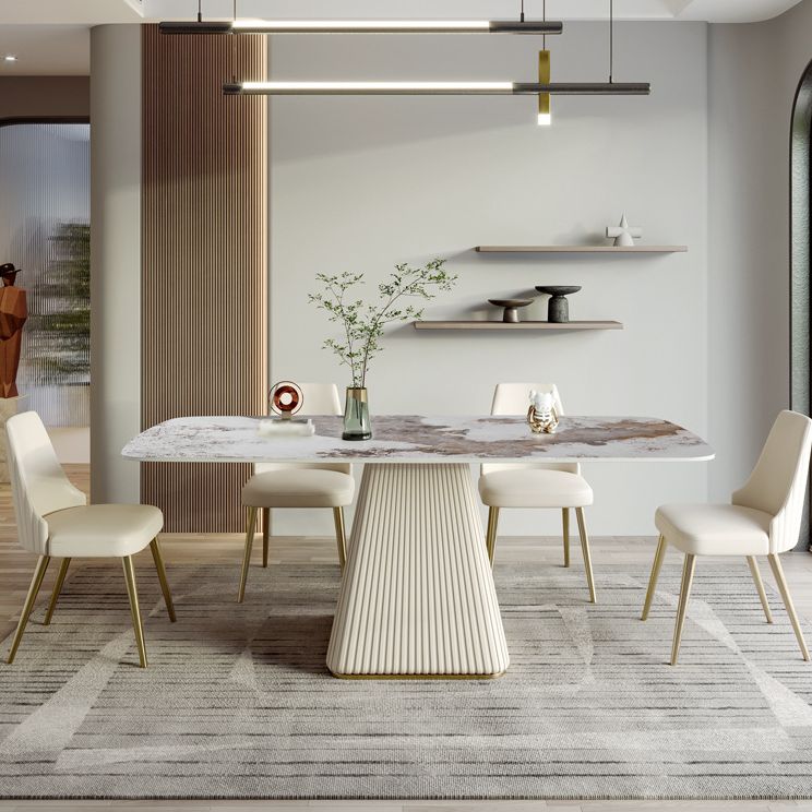 Nordic Sintered Stone Top Dining Set Rectangle 1/4/5/6/7 Pieces Dining Room Table Set