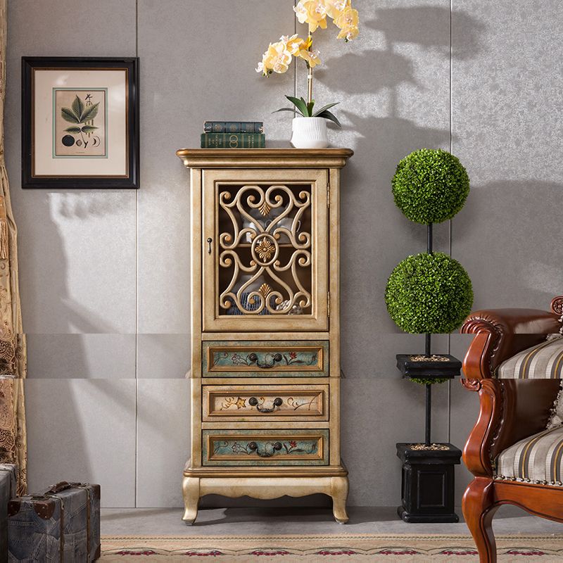 Industrial Solid Wood Accent Cabinet Rectangle Accent Cabinet with Drawer