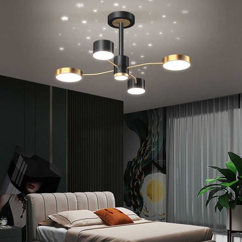 Araña contemporánea de metal redondeo de metal lámparas colgantes para dormitorio de sala de estar