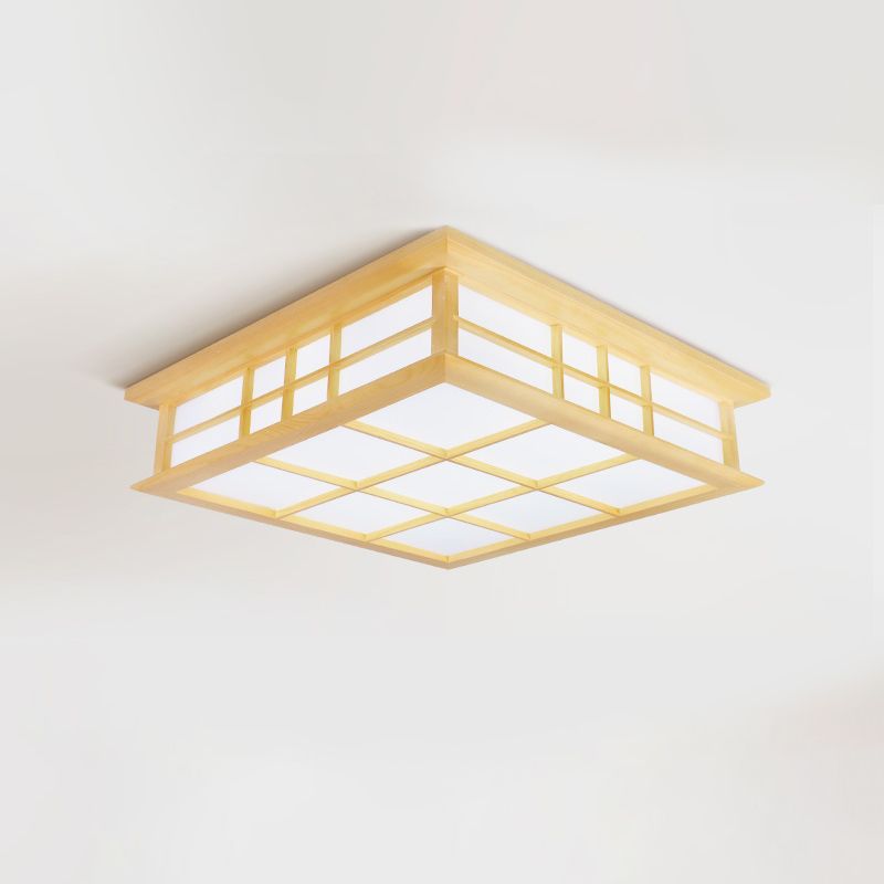 Square Flush Mount Lighting Fixtures Modern 1-Light Beige Flush Mount Lamp with Acrylic Shade
