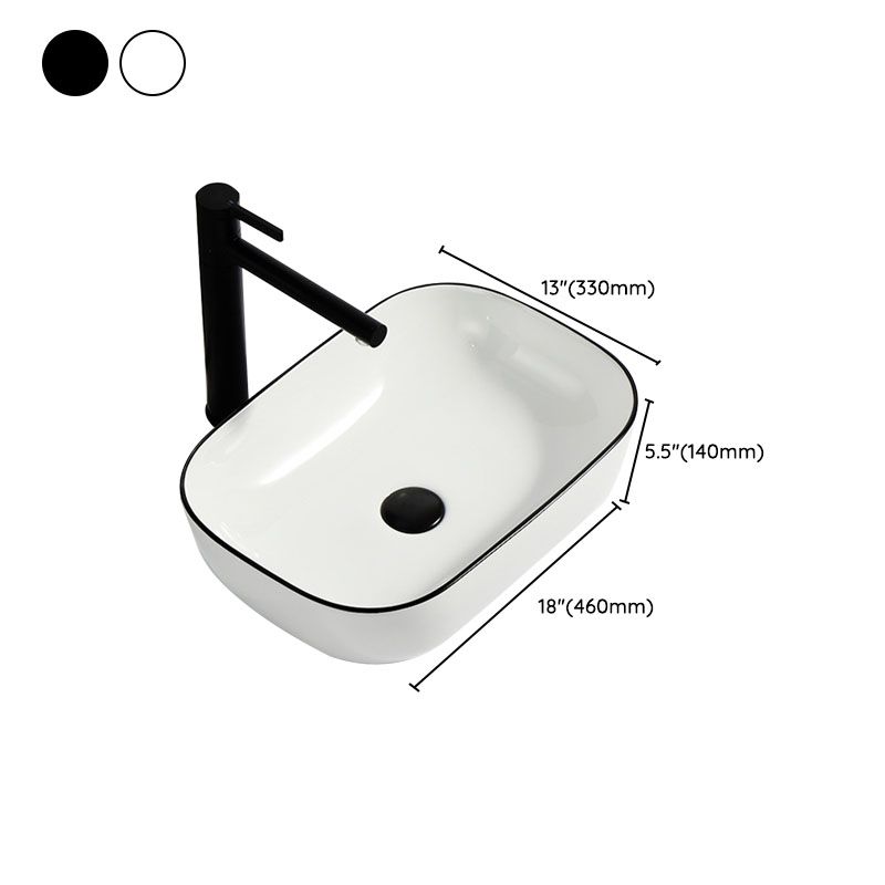 Modern Bathroom Sink Pop-Up Drain Rectangular Trough Sink without Faucet