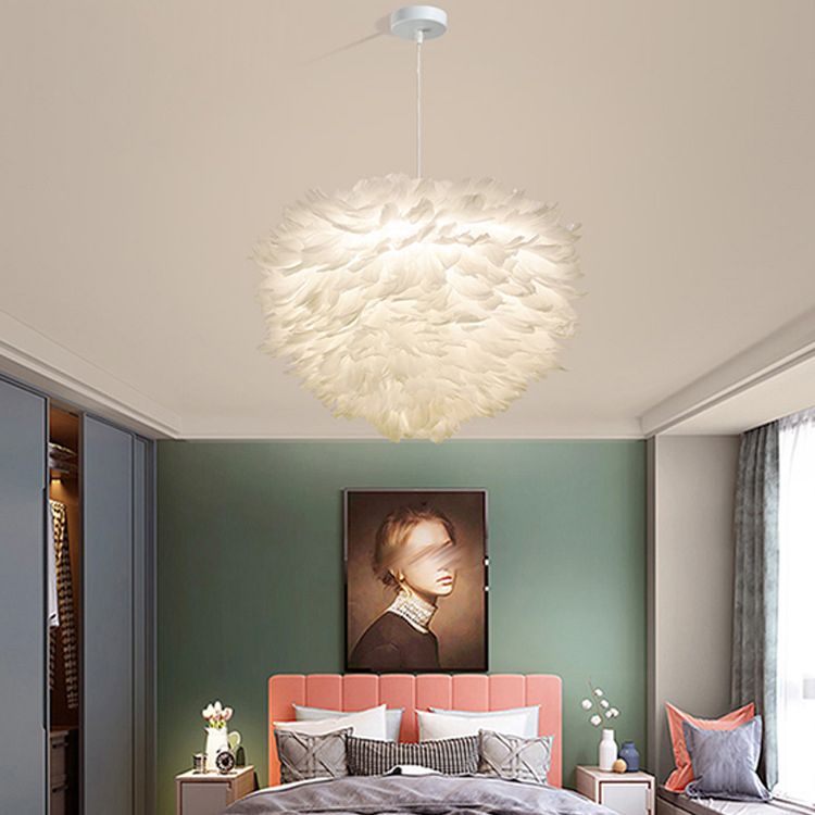 Feather Hanging Lights Modern Style Pendant Light Kit for Living Room Bedroom
