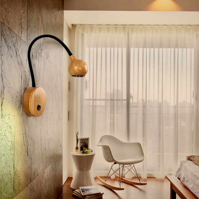 Holz moderne 1-Licht-Wandleuchte bewaffnetes Lesung Lampe für Schlafzimmer