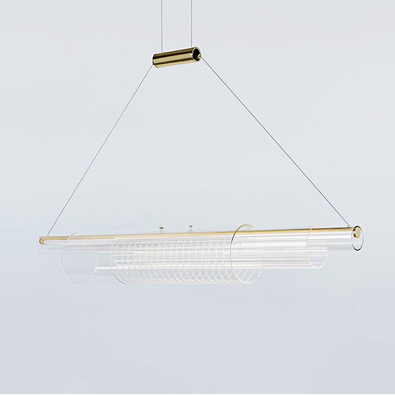 Single Modernism Golden Ceiling Light Acrylic Kitchen Island Lighting for Bedroom