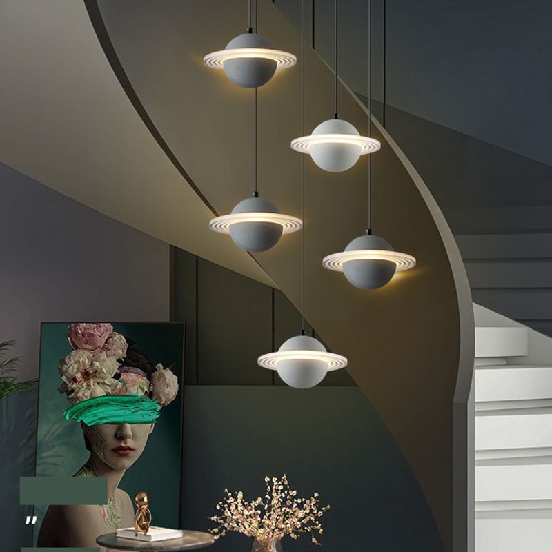 Stone Integrated LED Hanging Lamp Kit Minimalist Style Pendant Spherical in 1 Light