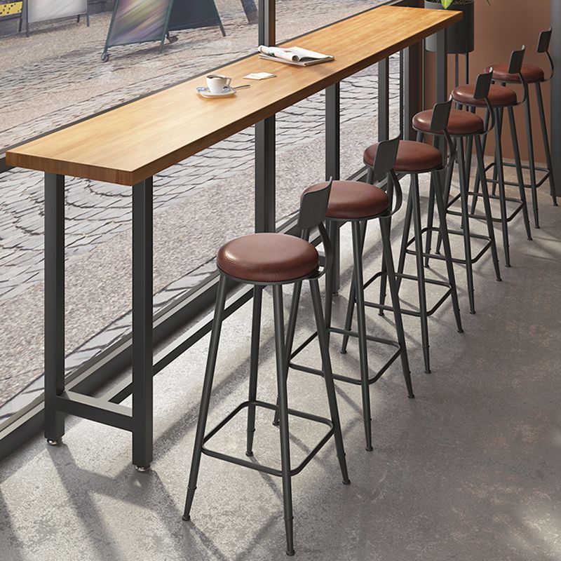 Industrial Metal Bar-stool with Black Base Round Low Back Counter-height Stool for Shop