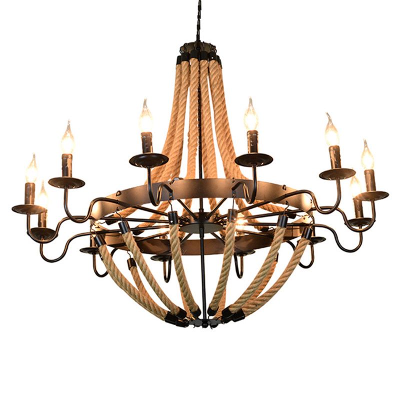 Lámpara de araña de velas lámpara de lámpara de metal industrial iluminación para restaurante