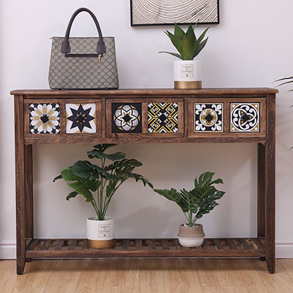 Mid-Century Modern Accent Table with Drawers for Hall Console
