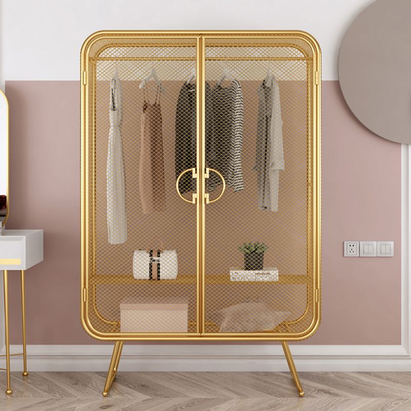 Nordic Iron Grid Wardrobe Long Hanging Storage Metal Storage Cabinet